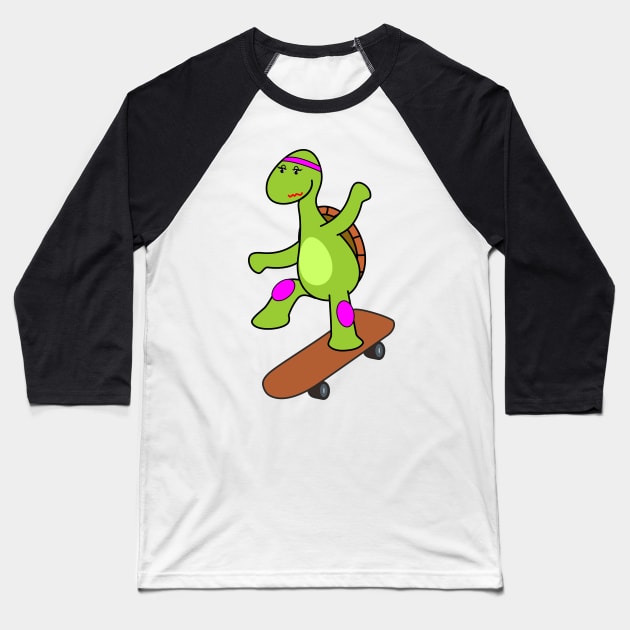 skater turtle Baseball T-Shirt by Atrixy